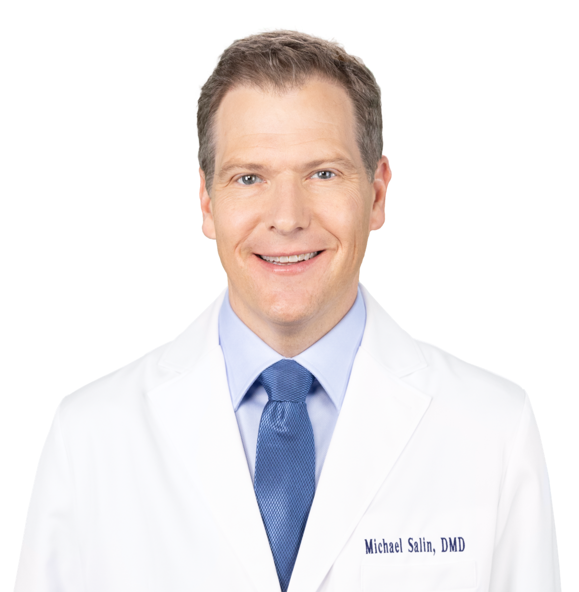 Dr. Michael Salin portrait in white coat and tie